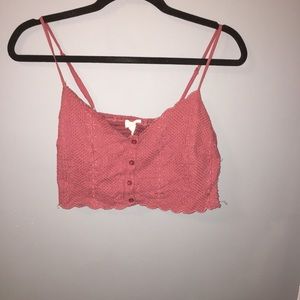 Pink short cropped tank top